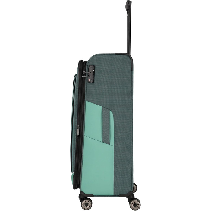 Travelite 4-Wheel Luggage Size L Softshell made from recycled material, Luggage Series VIIA: Trolley with expandable gusset + edge protection, 77 cm, 91-103 liters