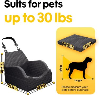 Автокрісло для собак UNICITII, чорне, до 13.6 кг (S), з ременем безпеки