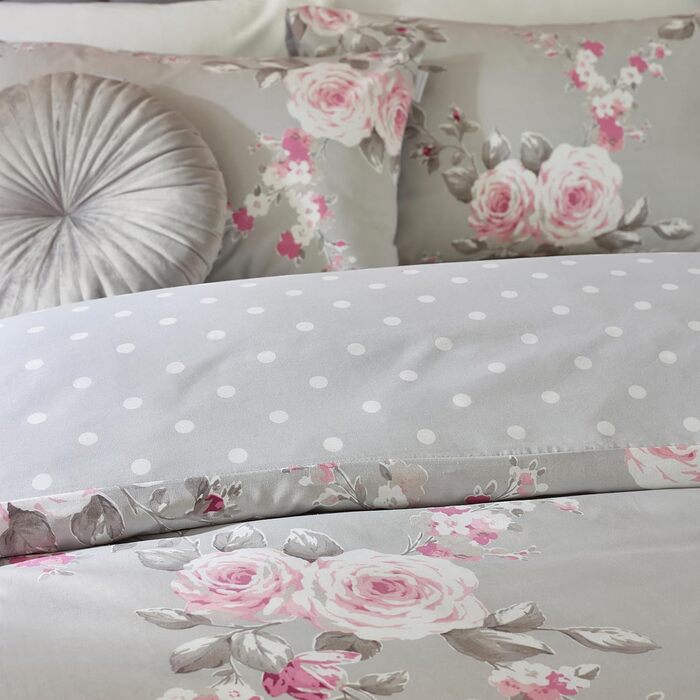 Комплект постільної білизни Catherine Lansfield Canterbury Floral, сірий, односпальний (90x200 см), з наволочкою