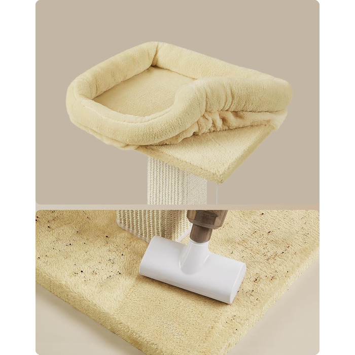 Feandrea Cat Tree, Cat Tower with 40 x 30 cm Plush Platform, Scratching Post, Cat Scratching Tree, 71 cm High, Sisal-Wrapped Scratching Post, 45 x 40 cm Base, with Plush Ball, PCA022W01 (Beige)