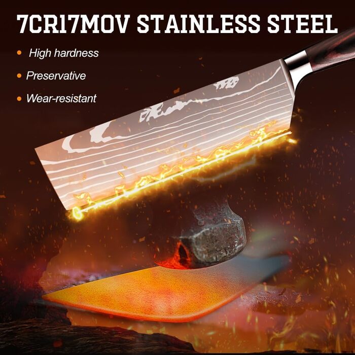 Набір кухонних ножів Dfito, 8 предметів, з нержавіючої сталі, різні розміри, зручні ручки