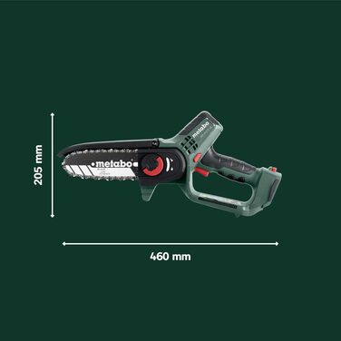 Акумуляторна сукова пила Metabo MS 18 LTX 15, 18В, шина 15 см, для обрізки дерев (без АКБ та зарядного пристрою), CAS сумісна