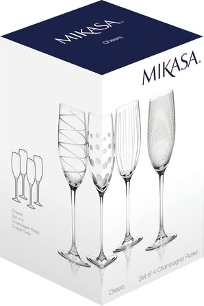 Набір келихів для шампанського Mikasa Cheers Kristall, 4 шт, 250 мл - келихи з оригінальним дизайном
