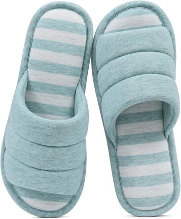 Шкарпетки-тапочки shevalues для дому з відкритим носком, бавовна, меморі-піна, сліпони, для спальні, розмір 7.5-8.5 (жіночий)/6.5-7.5 (чоловічий), колір: Teal