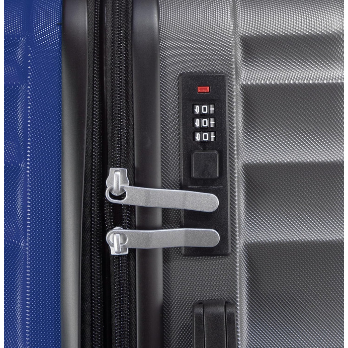 Набір валіз DMS® 7-елементів: 3 валізи (M/L/XL) з ABS-пластику, 360° колеса, кодовий замок + 4 чохли для одягу. Легкі, міцні, розширювані, для подорожей та бізнесу (Кобальтовий синій)