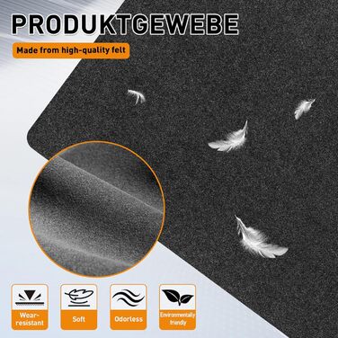 Підкладка під стіл з фетру 100 x 43 см, велика миша, антиковзаюча, для офісу та дому (темно-сірий)