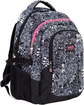 Ергономний шкільний рюкзак Budmil для хлопчиків та дівчаток 32L - для підлітків та дітей від 5 класу - водонепроникний, з 3 відділеннями та вентильованою спинкою, Edwin White Flower