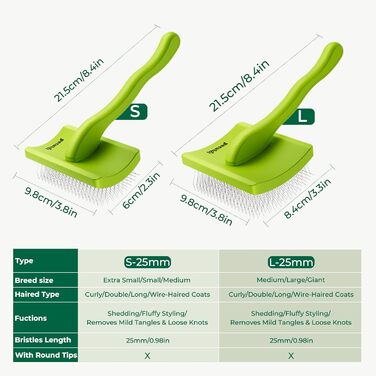 Професійна щітка Pecute Slicker для собак, видаляє підшерсток, ковтуни, 25 мм (S), без липких кульок