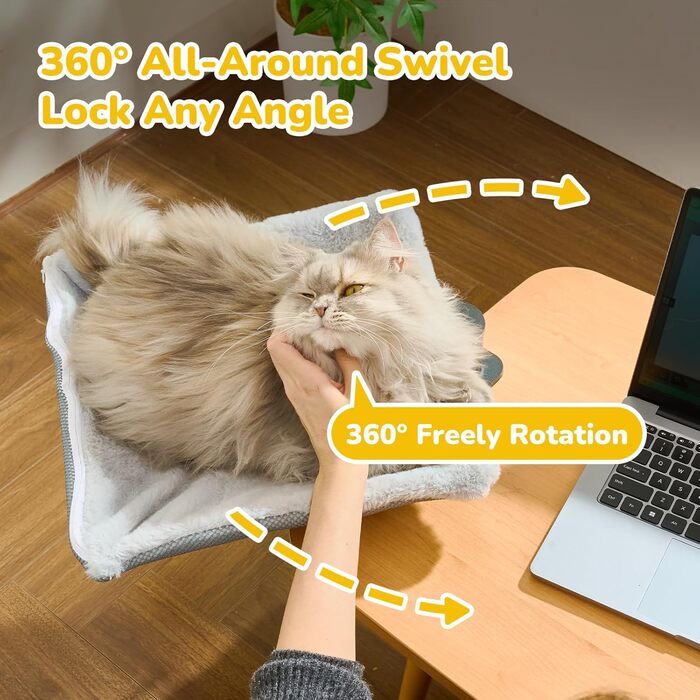 Підвісне ліжко для котів CATISM, 360° обертання, сірий колір, до 20 кг