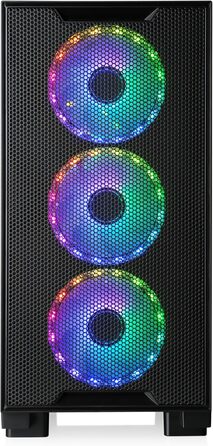 Корпус для ігрового ПК VITRUM PRO - Midi Tower з RGB підсвічуванням, скляна бічна панель, встановлені вентилятори, підтримка ATX/mATX/Mini-ITX, білий, чорний