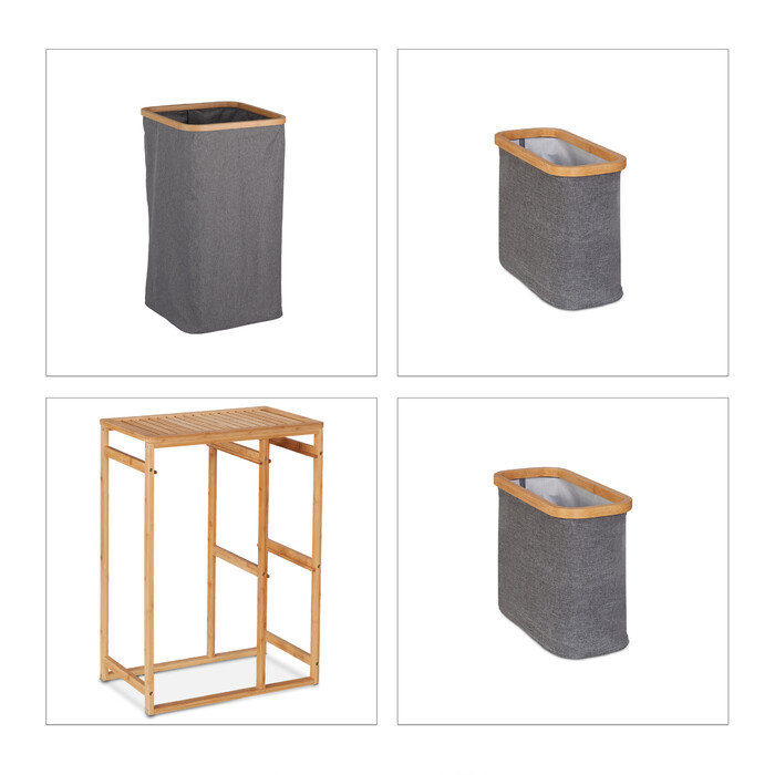 Relaxdays Laundry Basket Shelf Bamboo