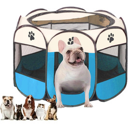 Змінний вольєр для цуценят, портативний огородження для собак, кроликів та котів (синьо-білий)