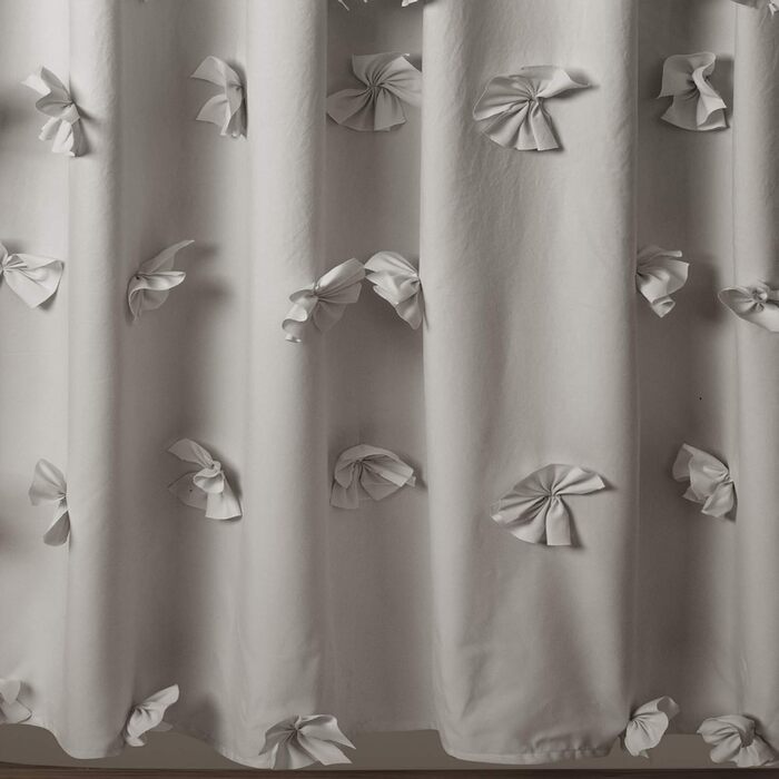 Шторка для душу Lush Decor Riley, 183x183 см, сіра, з бантиками, романтичний дизайн