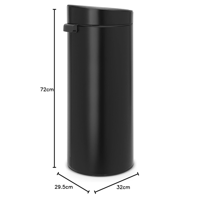 Відро Brabantia Touch Bin New 40 л з пластиковим вкладишем, нержавіюча сталь, 32.8 x 48.3 см, матовий чорний