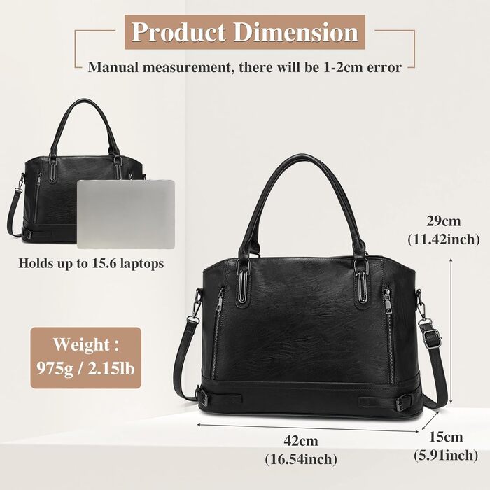 Сумка жіноча VINBAGGE PU шкіра шопер Vintage чорна для офісу та щодня