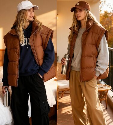 Легка степкова жилетка Daen Weste з коміром-стійкою, без рукавів, для осені/зими/міжсезоння, для активного відпочинку, S-XXL (Коричневий, L)