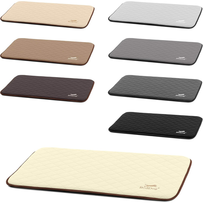 Килимок для собак BedDog® Nelly - м'який лежак для тварин, штучна шкіра, 90x60 см, пісочний/кремовий колір