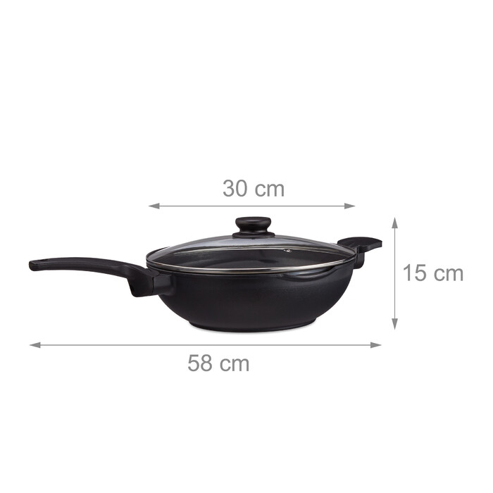 Relaxdays Wok Pan with Lid 30 cm