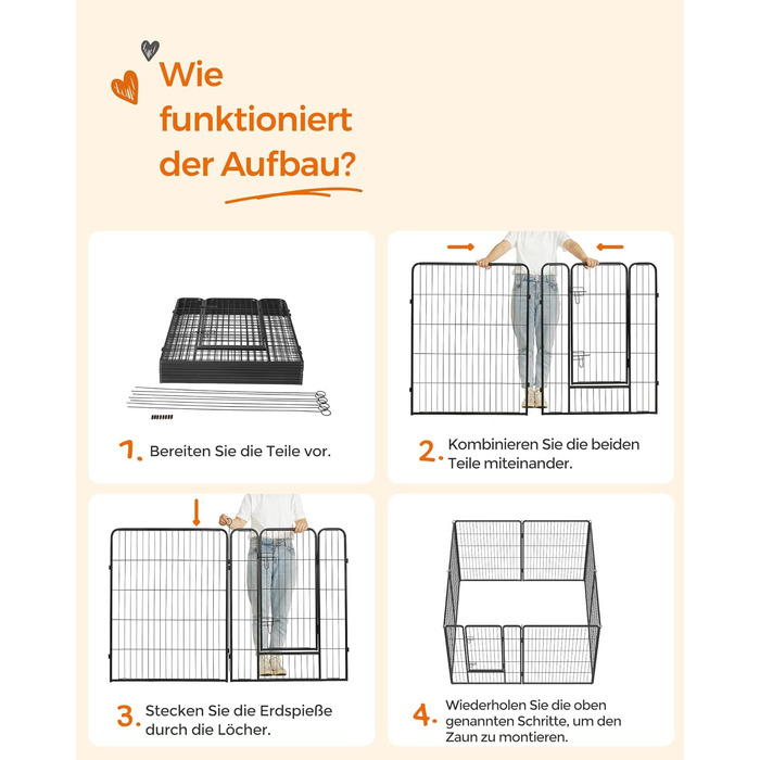 Вольєр для тварин Feandrea Freilaufgege, XXL (77 x 100 см), чорний, з 8 панелей, DIY, для дому та вулиці