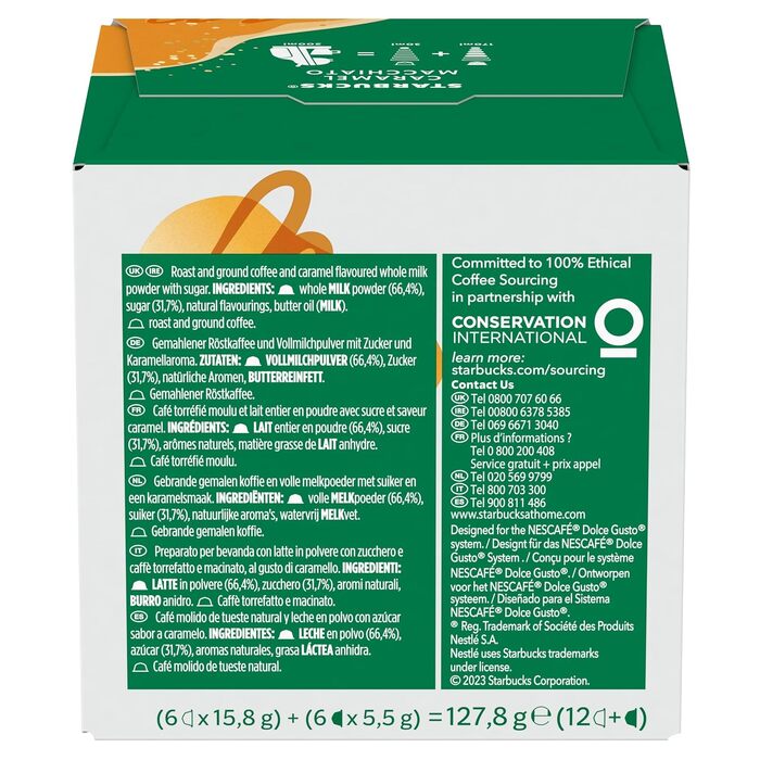 Кавові капсули Starbucks Caramel Macchiato для Nescafé Dolce Gusto, середній обсмаження, 72 капсули (6 x 12)