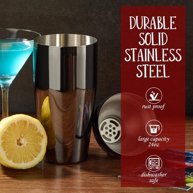 Набір шейкер для коктейлів Barkeeper Kit: 12 предметів з бамбуковим стійкою | Набір бармена з аксесуарами, для приготування напоїв, бару, дому, лаунж та вечірки (Золотий) (з титановим покриттям)