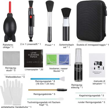 Набір для чищення камери: 17 шт. (об'єктиви, фільтри, смартфони)
