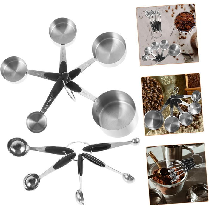 4-Piece Stainless Steel Measuring Spoon Set, Laboratory Measuring Cups, Measuring Gadgets, Teaspoons, Beakers, Measuring Cups, Measuring Cups, Coffee Cups with Lids, Dinnerware, Utensils, Baking Accessories, Silica Gel, Cabilock