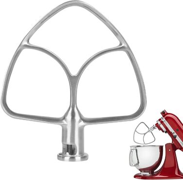 Плоска насадка-збивач з нержавіючої сталі для міксера KitchenAid 4.5-5 л з відкидною головкою і підйомною чашею, для тіста, випічки, макаронів, можна мити в посудомийній машині