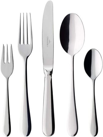 Villeroy & Boch – Oscar Cutlery Set 30-Piece Silver/Platinum, Dishwasher Safe, Rustproof, Cutlery Set 30-Piece, Dinnerware, Fork, Knife, Spoon, Dinnerware Set, Stainless Steel