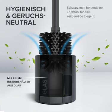 Набір для чищення унітазу Skrova | Силіконова щітка для унітазу | Стійка | Чорний матовий | Змінний насадка | Сучасний дизайн