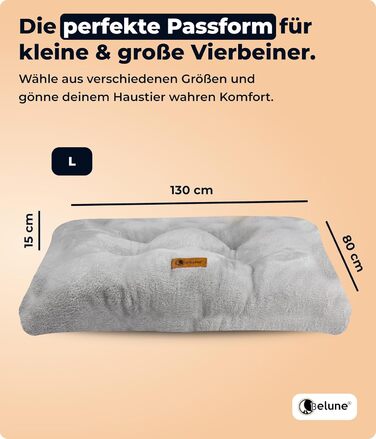 Belune® Делюкс подушка для собак [Світло-сірий, L (130x80x15 см)] - миється, ліжко для великих собак, подушка для собак великих порід світло-сіра L (130x80x15 см)