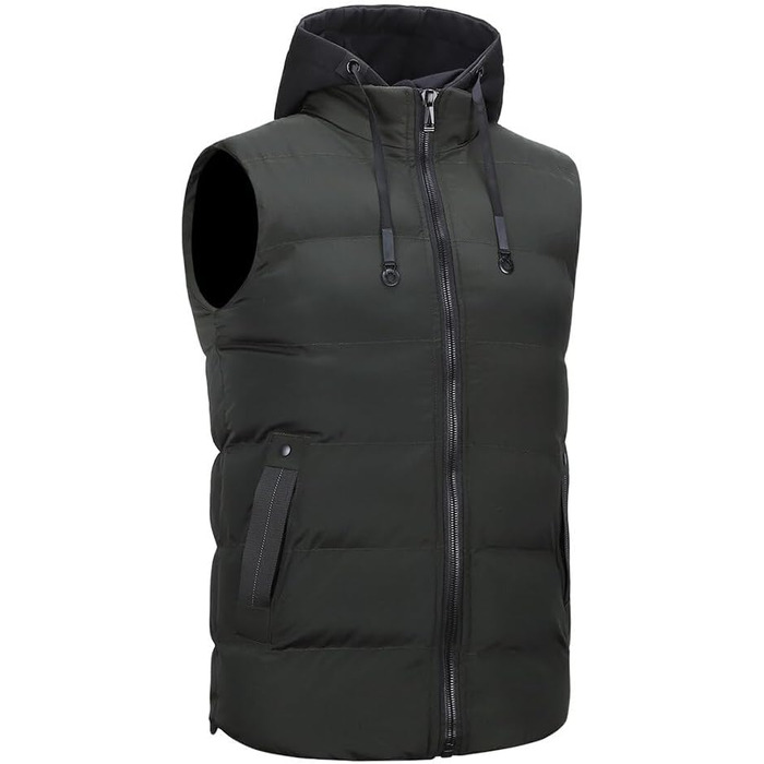 Чоловіча степкова жилетка YOUTHUP з капюшоном для активного відпочинку та зими, легка, вітронепроникна, армійного кольору (XXL)