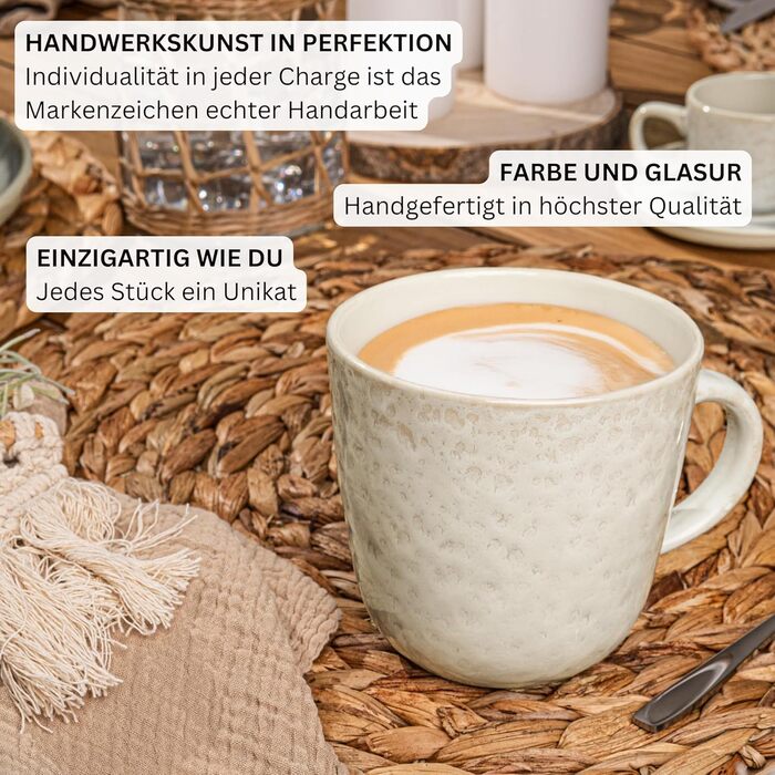 Набір посуду SÄNGER Key West 30 предметів: тарілки для 6 осіб, миски, чашки, серія VALUE COLLECTION, кремовий колір з пісочною текстурою