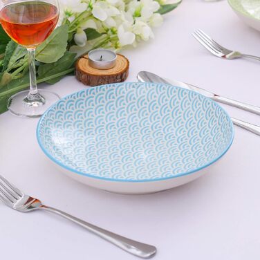 Набір тарілок Vancasso Maracon: 12 шт. супових та тарілок Ø21.5 см, 600 мл, кераміка, кольоровий дизайн