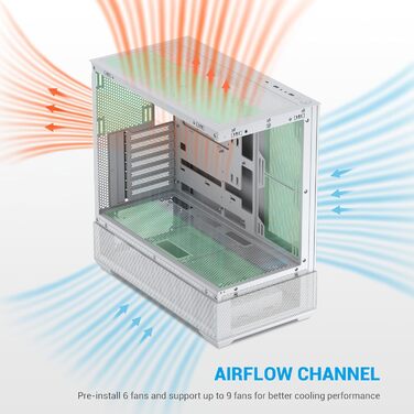 Корпус ПК SAMA V40 Mid-Tower ATX з 6 вентиляторами 120 мм ARGB PWM, подвійні панелі з загартованого скла, Dual Chamber, USB 3.1 Type-C, підтримка ATX/mATX/ITX GPU, білий колір