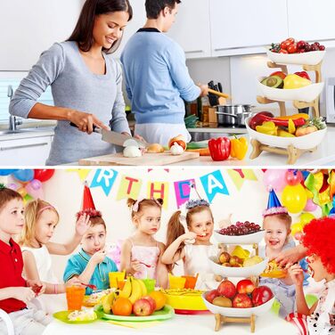 Багатоярусна фруктова тарілка з кераміки - 3 яруси. Організатор для кухні, підставка для фруктів та овочів, декор.