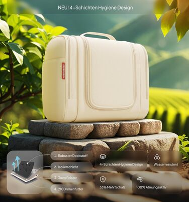 Чоловіча/жіноча/дитяча дорожня косметичка-органайзер Traveaner, 7 відділень, 3-в-1, XXL, водовідштовхувальна, кремово-бежева