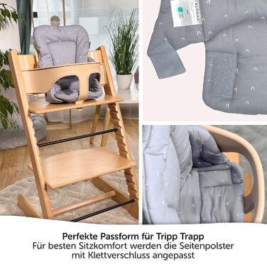 Зменшувач сидіння LaLoona для стільчика Stokke Tripp Trapp, м'яка дитяча подушка з бавовни, OEKO-TEX, машинне прання, сірий з візерунком