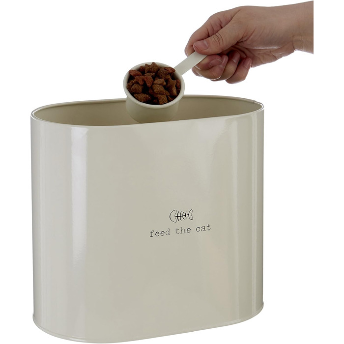 Контейнер для корму для тварин Premier Housewares, 6.5 л, метал, кремовий, з ложкою