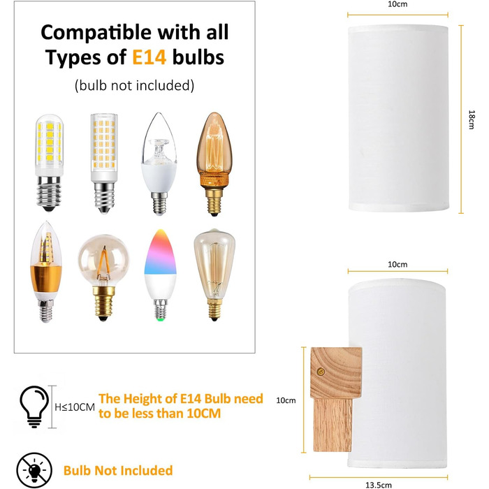 Стійка лампа Gleonlux з дерева, вінтажний стиль, E14, бохо, індустріальна для дому, 10x13.3x18 см