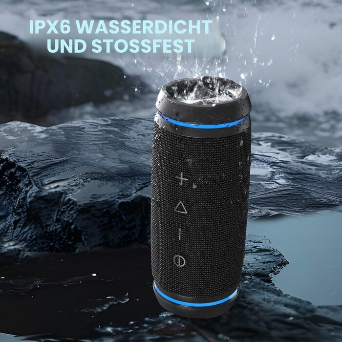 W-KING Bluetooth колонка 36W: Портативна бездротова колонка з 360° звуком, IPX6 водонепроникна, AUX, 30 год автономії, для дому, вулиці, вечірок, подорожей
