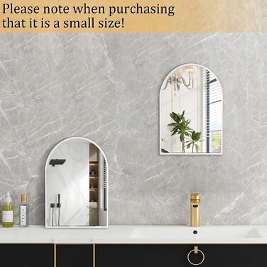 Дзеркало настінне з вигнутим дзеркалом, 45 x 65 см, металевий каркас, для ванної кімнати/вітальні/спальні (40 x 30 см, білий)