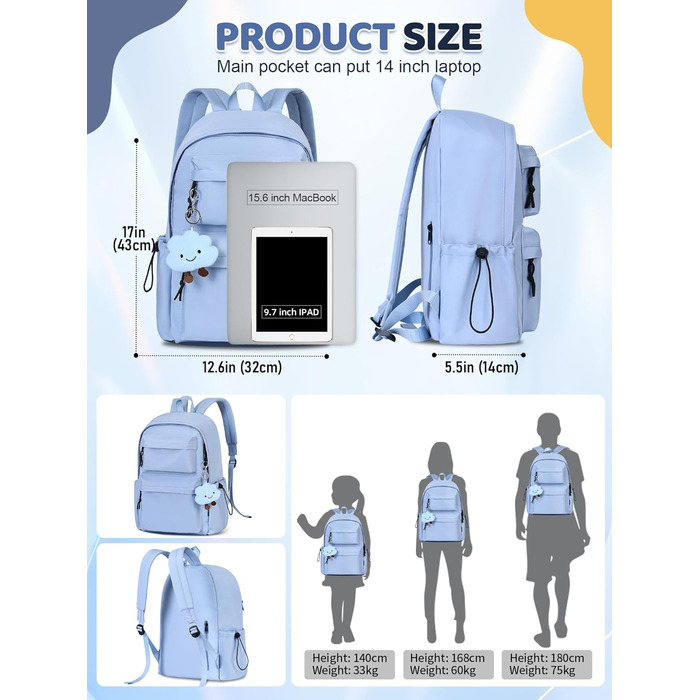 Жіночий рюкзак FIORETTO для дівчаток та хлопчиків, для ноутбука 15.6