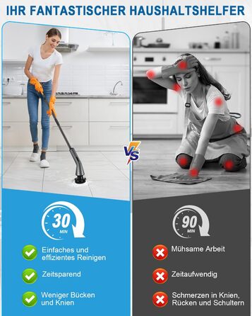 Електрична щітка для чищення, Spin Scrubber з 7 насадок, водонепроникна IPX7, регульована ручка, для ванної кімнати, кухні, плитки, авто, підлоги