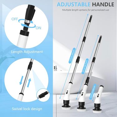 Електрична щітка для прибирання 9-в-1 з 8 насадками. Багатофункціональний інструмент для дому, кухні, ванної кімнати та авто.