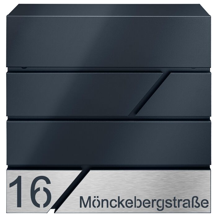 Поштовий ящик з газетницею з нержавіючої сталі, настінний, з замком та газетницею - лазерне гравіювання (Модель 4)