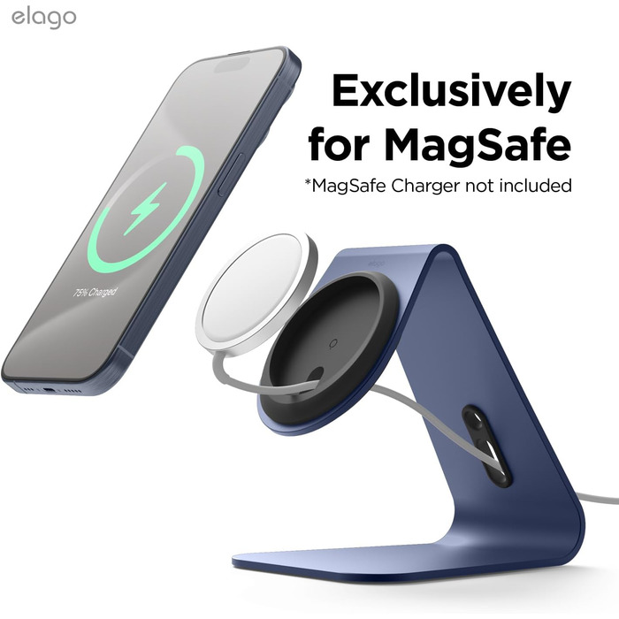 Підставка для зарядки iPhone Elago MS4 з MagSafe, алюміній, сумісна з iPhone 17/16/15/14/13/12, підтримка Standby (iOS 17) [Зарядний пристрій не входить] (Jean Indigo)
