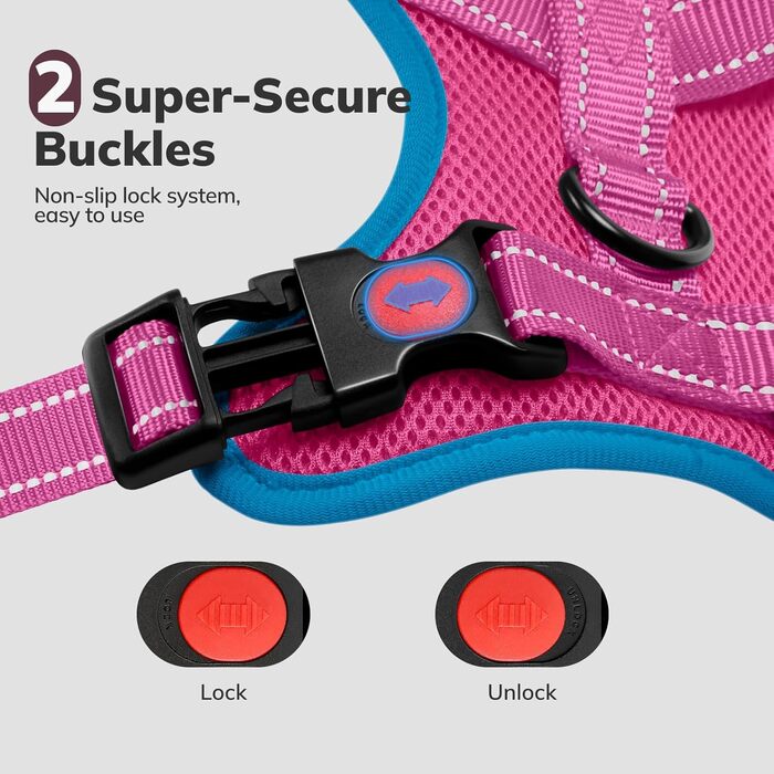 Нашийник для собак FAYOGOO з відбиваючими елементами, не тягне, м'який, з підкладкою, для маленьких, середніх та великих собак (рожевий, XS)