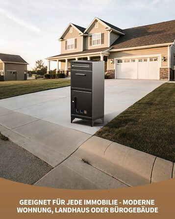 Поштовий ящик вуличний Edestah Anthrazit з газетницею (37x37x10 см), персоналізований з табличкою для імені, захист від реклами, поштова скринька