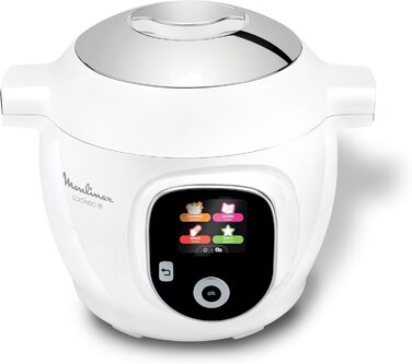 Moulinex Cookeo+ Intelligent Pressure Multicooker, 6 l, 80 integrated recipes, unattended operation, intuitive display, step-by-step cooking instructions, dedicated app, white CE854110, 6 cooking modes